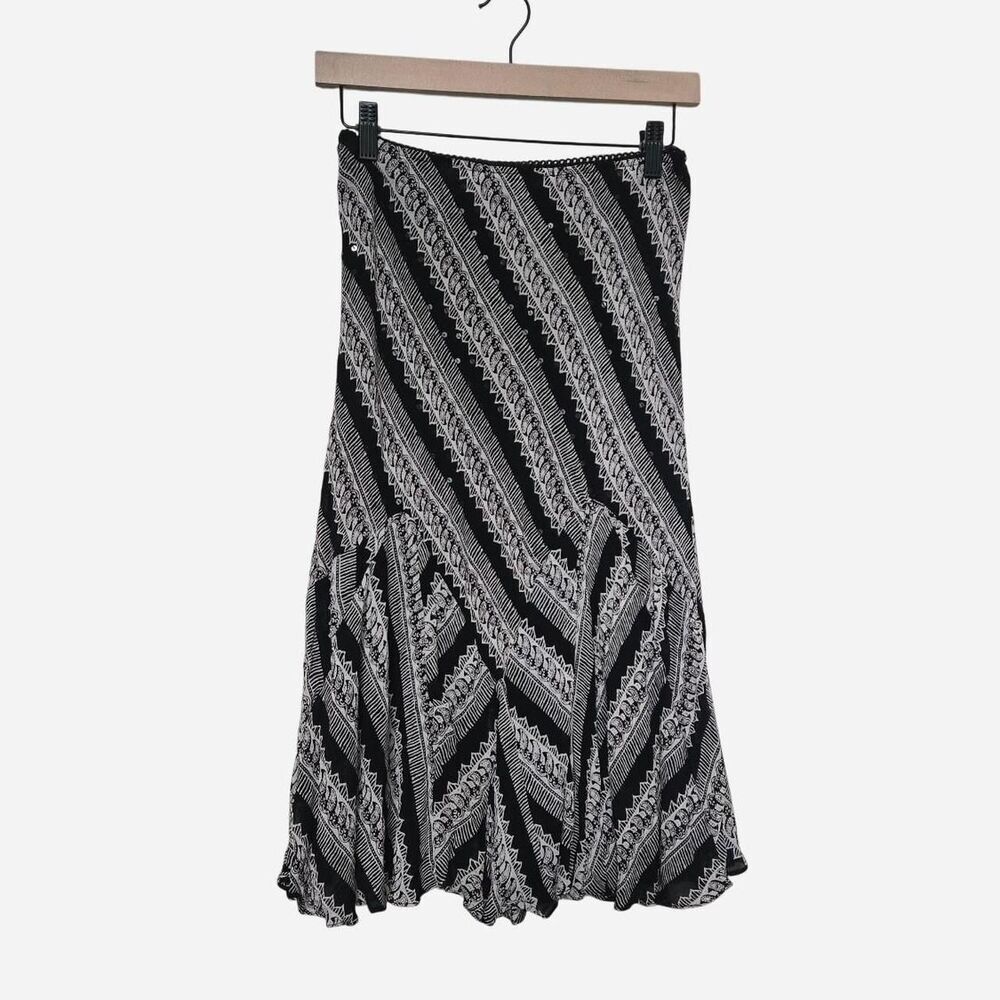Vintage Lola P Y2K black Ruffled hem midi skirt boho size small